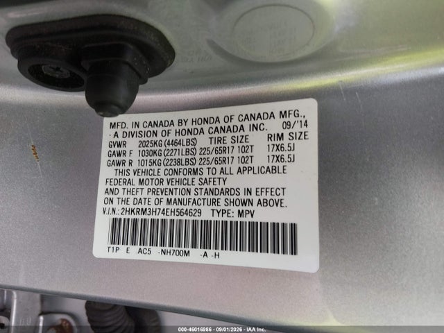 Aukcja sprzedaży 2014 Honda Cr-v Ex-l, vin: 2HKRM3H74EH564629, numer aukcji: 46016986