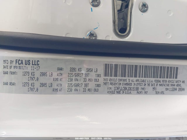 Продаж на аукціоні авто 2018 Jeep Cherokee Latitude Fwd, vin: 1C4PJLCBXJD615188, номер лоту: 46017028