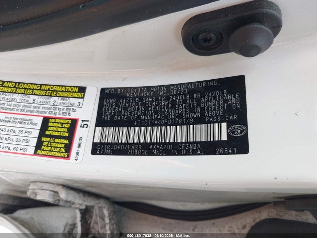 Продаж на аукціоні авто 2023 Toyota Camry Le, vin: 4T1C11AK0PU178179, номер лоту: 46017038
