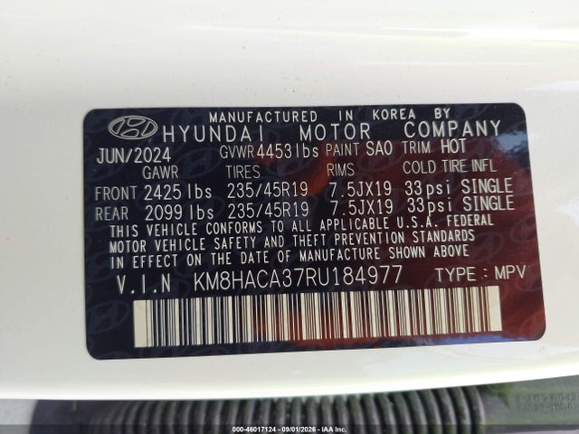 Продажа на аукционе авто 2024 Hyundai Kona N Line, vin: KM8HACA37RU184977, номер лота: 46017124
