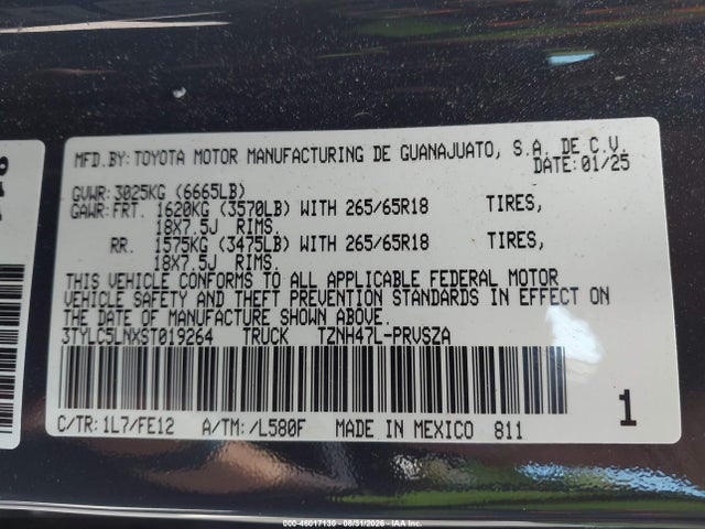 Продажа на аукционе авто 2025 Toyota Tacoma Hybrid Trd Sport 4wd, vin: 3TYLC5LNXST019264, номер лота: 46017130