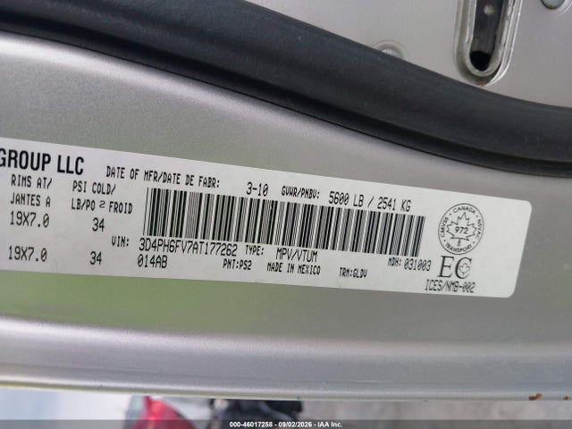 Продаж на аукціоні авто 2010 Dodge Journey R/t, vin: 3D4PH6FV7AT177262, номер лоту: 46017258