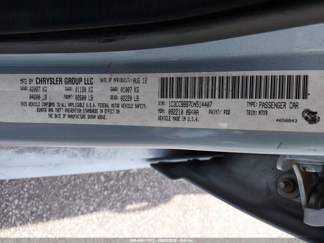 Aukcja sprzedaży 2013 Chrysler 200 Touring, vin: 1C3CCBBB7DN514407, numer aukcji: 46017372