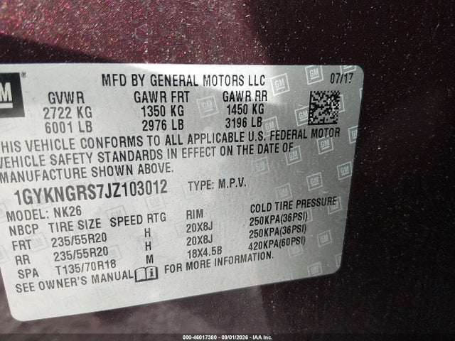 Aukcja sprzedaży 2018 Cadillac Xt5 Platinum, vin: 1GYKNGRS7JZ103012, numer aukcji: 46017380