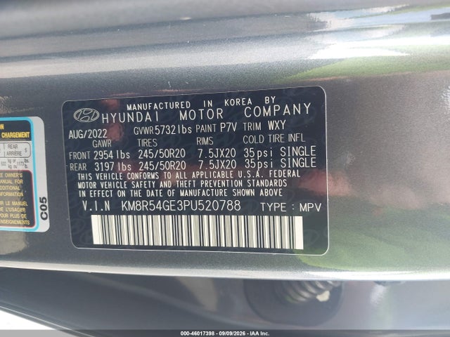 46017398 :رقم المزاد ، KM8R54GE3PU520788 vin ، 2023 Hyundai Palisade Limited مزاد بيع