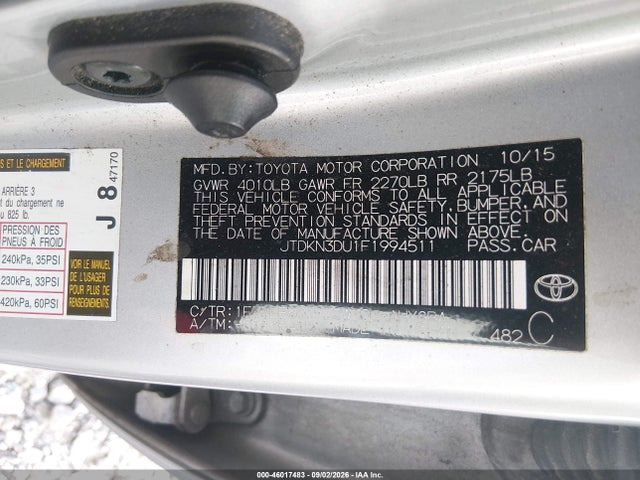 Toyota Prius Four 2015 JTDKN3DU1F1994511 Image 9