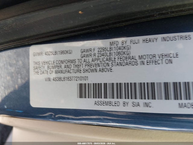 Aukcja sprzedaży 2007 Subaru Legacy 2.5i, vin: 4S3BL616377210101, numer aukcji: 46017575