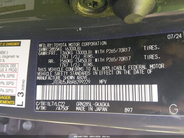 Продажа на аукционе авто 2024 Toyota 4runner Trd Off Road Premium, vin: JTERU5JR6R6299229, номер лота: 46017595