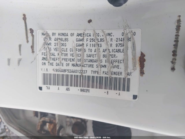 2010 Acura Tl 3.5 მანქანა იყიდება აუქციონზე, vin: 19UUA8F52AA012227, აუქციონის ნომერი: 46017600