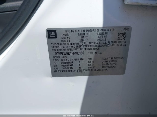 Aukcja sprzedaży 2015 Gmc Terrain Sle-2, vin: 2GKFLWEK4F6405166, numer aukcji: 46017623