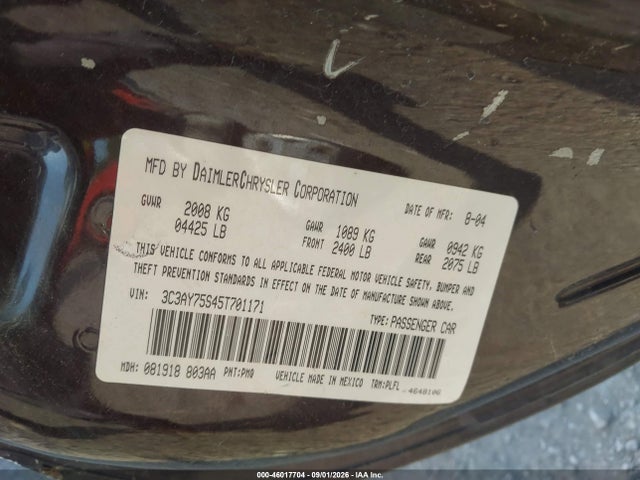 Auction sale of the 2005 Chrysler Pt Cruiser Gt, vin: 3C3AY75S45T701171, lot number: 46017704