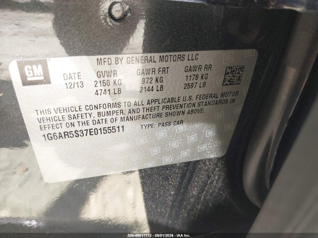 Продажа на аукционе авто 2014 Cadillac Cts Luxury, vin: 1G6AR5S37E0155511, номер лота: 46017712