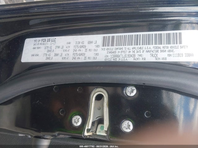46017792 :رقم المزاد ، 1C6RR6KT1JS193439 vin ، 2018 Ram 1500 Express  4x2 5'7 Box مزاد بيع