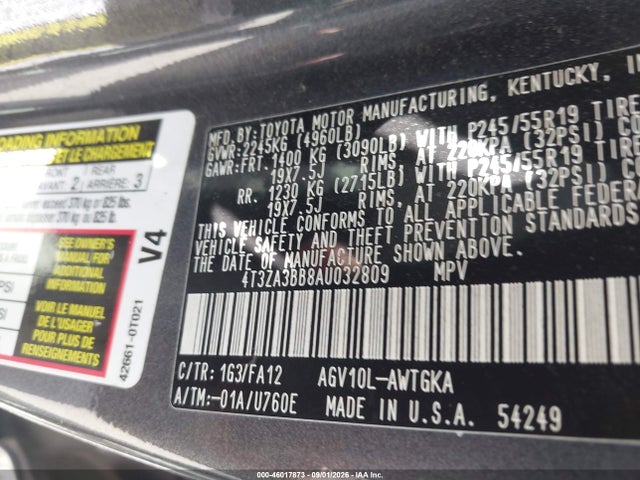 Продаж на аукціоні авто 2010 Toyota Venza, vin: 4T3ZA3BB8AU032809, номер лоту: 46017873