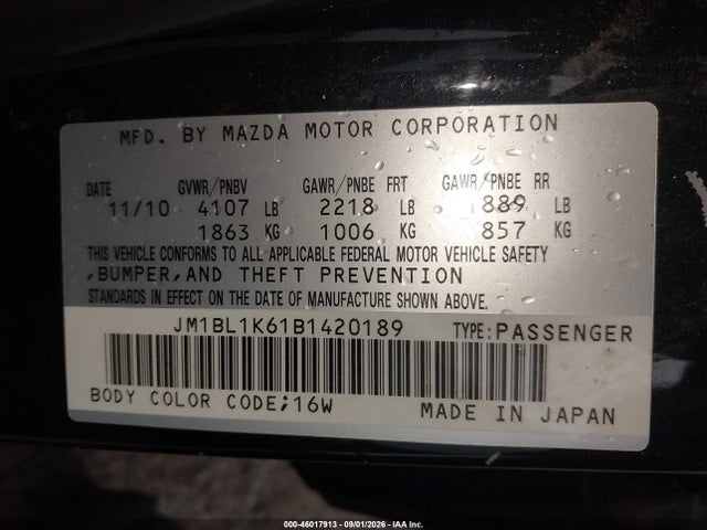 Aukcja sprzedaży 2011 Mazda Mazda3 S Sport, vin: JM1BL1K61B1420189, numer aukcji: 46017913