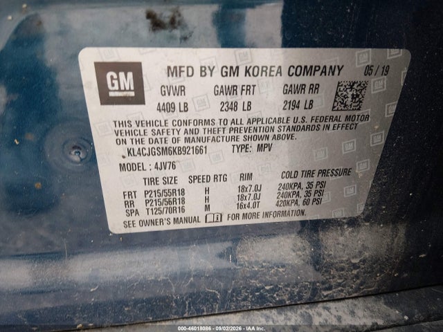 Aukcja sprzedaży 2019 Buick Encore Awd Essence, vin: KL4CJGSM6KB921661, numer aukcji: 46018086