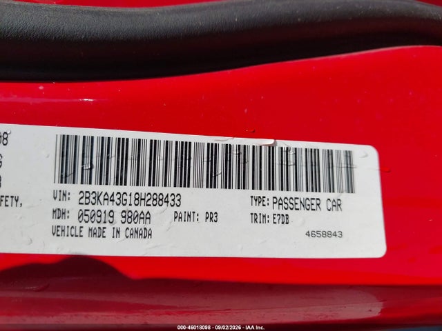Aukcja sprzedaży 2008 Dodge Charger, vin: 2B3KA43G18H288433, numer aukcji: 46018098