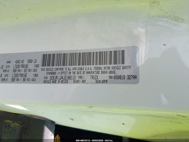Продажа на аукционе авто 2018 Ram Promaster 3500 Cargo Van High Roof 159 Wb Ext, vin: 3C6URVJG4JE106113, номер лота: 46018113