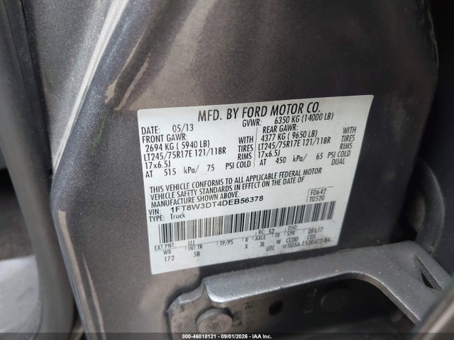 Продажа на аукционе авто 2013 Ford F-350 Lariat, vin: 1FT8W3DT4DEB56378, номер лота: 46018121