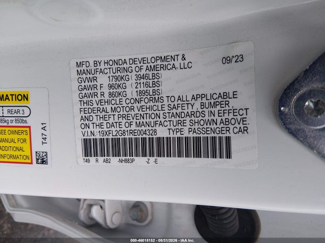Aukcja sprzedaży 2024 Honda Civic Sport, vin: 19XFL2G81RE004328, numer aukcji: 46018152