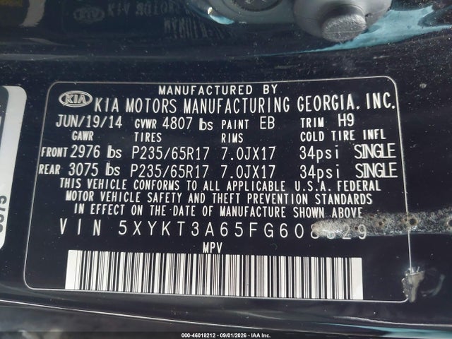 2015 Kia Sorento Lx მანქანა იყიდება აუქციონზე, vin: 5XYKT3A65FG608829, აუქციონის ნომერი: 46018212