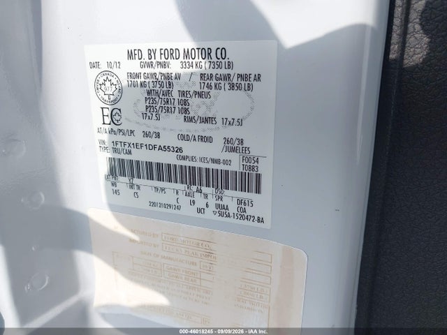 Продажа на аукционе авто 2013 Ford F-150 Xl, vin: 1FTFX1EF1DFA55326, номер лота: 46018245