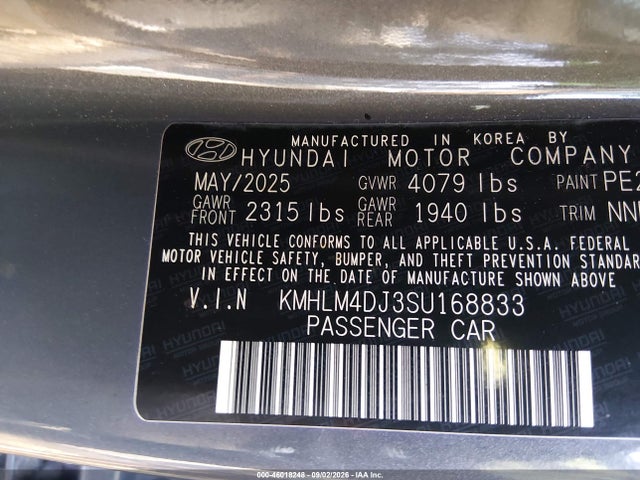 Продажа на аукционе авто 2025 Hyundai Elantra Hybrid Blue, vin: KMHLM4DJ3SU168833, номер лота: 46018248