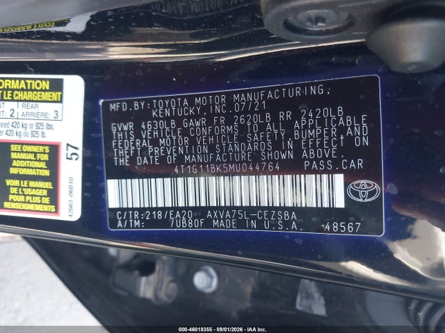 4T1G11BK5MU044764 Toyota Camry Se Awd