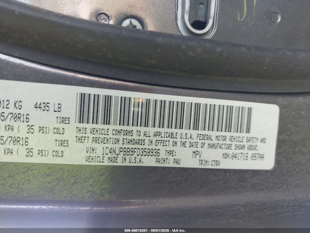 46018381 :رقم المزاد ، 1C4NJPBB9FD358936 vin ، 2015 Jeep Patriot Sport مزاد بيع
