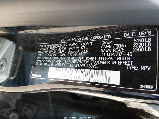 Продаж на аукціоні авто 2017 Volvo Xc60 T5 Inscription, vin: YV440MDU9H2068364, номер лоту: 46018429