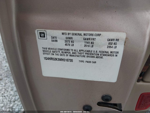 46018518 :رقم المزاد ، 1G4HR52K3WH516735 vin ، 1998 Buick Lesabre Limited مزاد بيع