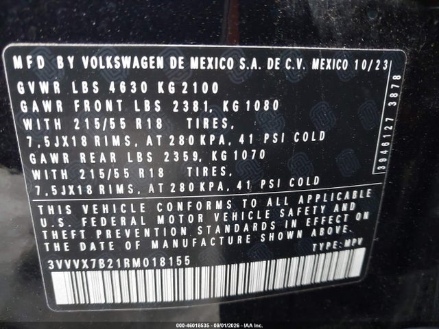 3VVEX7B21RM018155 Volkswagen Taos 1.5t Se