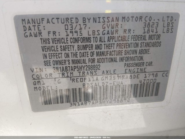 Nissan SENTRA SV 2017 3N1AB7AP5HY298892 Image 9