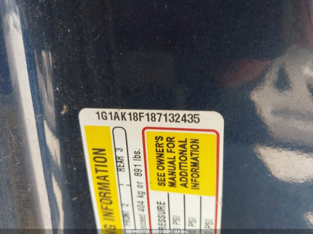 Продаж на аукціоні авто 2008 Chevrolet Cobalt Ls, vin: 1G1AK18F187132435, номер лоту: 46018734