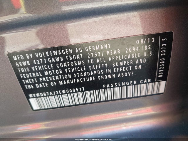 Volkswagen Golf 2.5l 2014 WVWDB7AJ3EW000977 Image 9