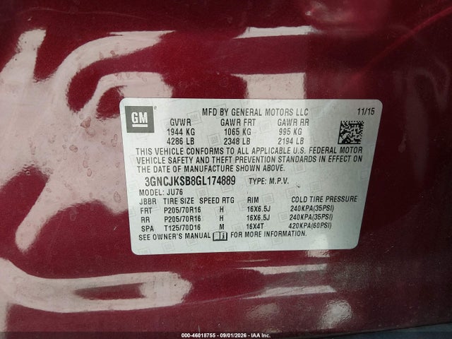 Chevrolet Trax 1ls 2016 3GNCJKSB8GL174889 Image 9