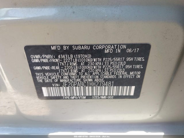 Продажа на аукционе авто 2017 Subaru Crosstrek 2.0i Premium, vin: JF2GPABC1HH279481, номер лота: 46018788