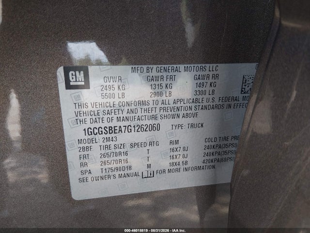 Продаж на аукціоні авто 2016 Chevrolet Colorado Wt, vin: 1GCGSBEA7G1262060, номер лоту: 46018819