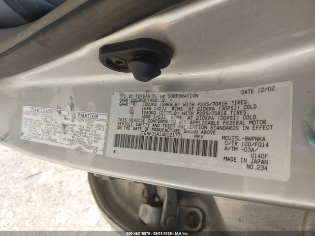 Aukcja sprzedaży 2003 Toyota Highlander V6, vin: JTEHF21A130121771, numer aukcji: 46018875