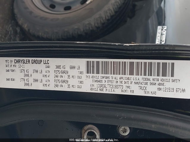 46018891 :رقم المزاد ، 1C6RD6LT7CS183773 vin ، 2012 Ram 1500 Slt مزاد بيع