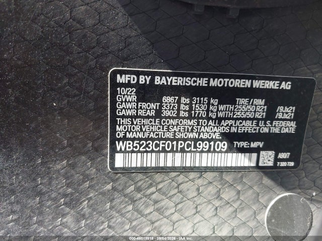 Продажа на аукционе авто 2023 Bmw Ix Xdrive50, vin: WB523CF01PCL99109, номер лота: 46018918