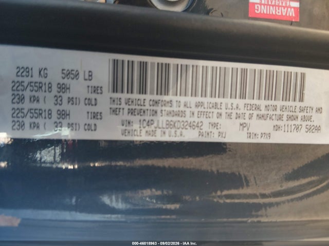 Aukcja sprzedaży 2019 Jeep Cherokee Altitude Fwd, vin: 1C4PJLLB6KD324642, numer aukcji: 46018963