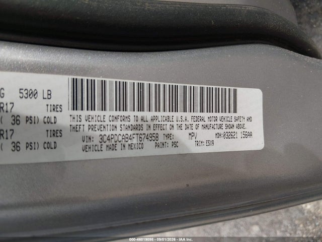 Продажа на аукционе авто 2015 Dodge Journey American Value Pkg, vin: 3C4PDCAB4FT674958, номер лота: 46019098