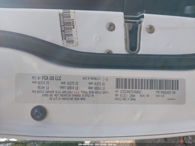 Aukcja sprzedaży 2015 Chrysler 300 Limited, vin: 2C3CCAAG7FH760621, numer aukcji: 46019103