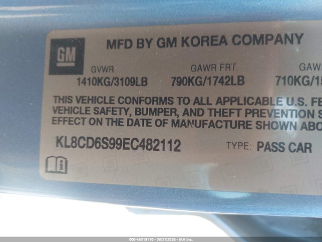 KL8CD6S99EC482112 Chevrolet Spark 1lt Auto