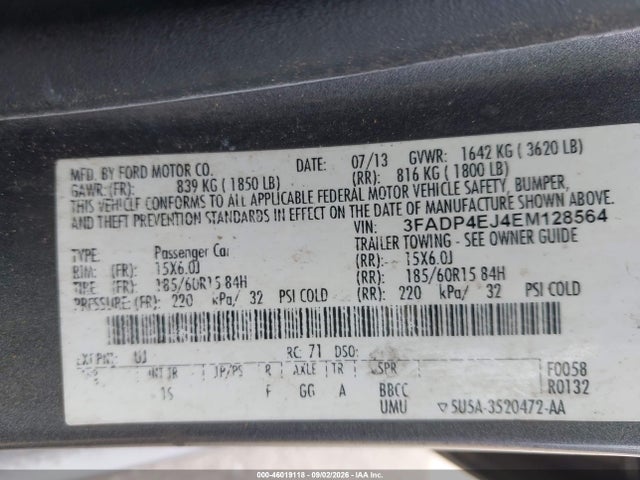 Продажа на аукционе авто 2014 Ford Fiesta Se, vin: 3FADP4EJ4EM128564, номер лота: 46019118