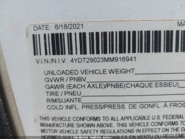 46019136 :رقم المزاد ، 4YDT29023MM916941 vin ، 2021 Dutchman Astoria 29 مزاد بيع