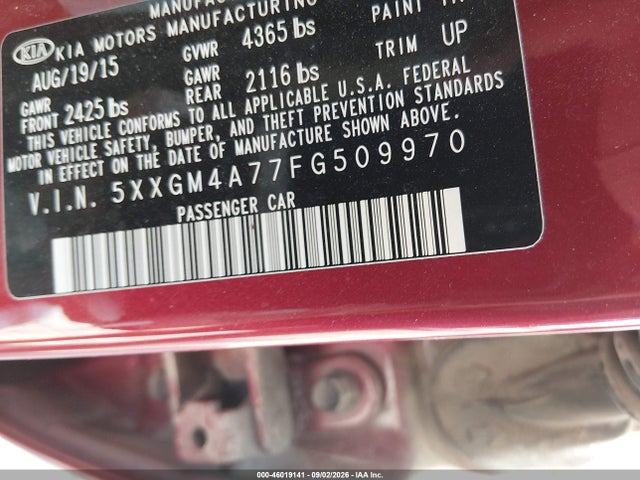 KIA Optima Lx 2015 5XXGM4A77FG509970 Image 9