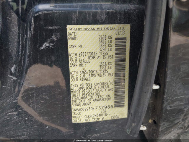 Aukcja sprzedaży 2013 Nissan Frontier Sv, vin: 1N6AD0EV3DN737986, numer aukcji: 46019181