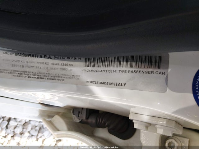 Продаж на аукціоні авто 2015 Maserati Quattroporte S Q4, vin: ZAM56RRA7F1135141, номер лоту: 46019216
